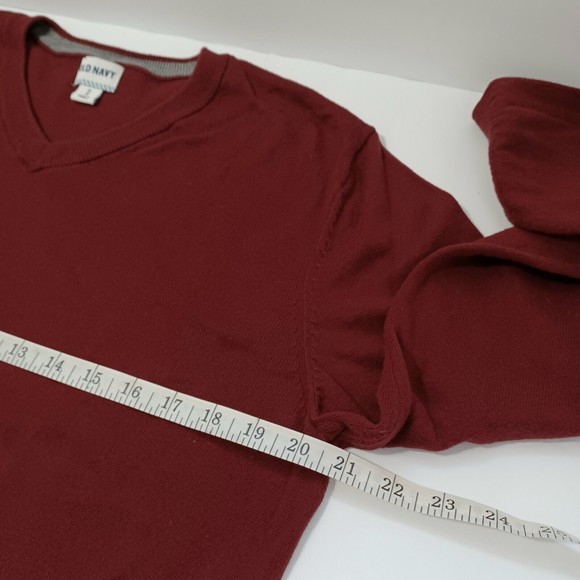 Old Navy Women's Size Medium Long Sleeve Pullover Knit Solid V Sweater Burgundy - Picture 3 of 9